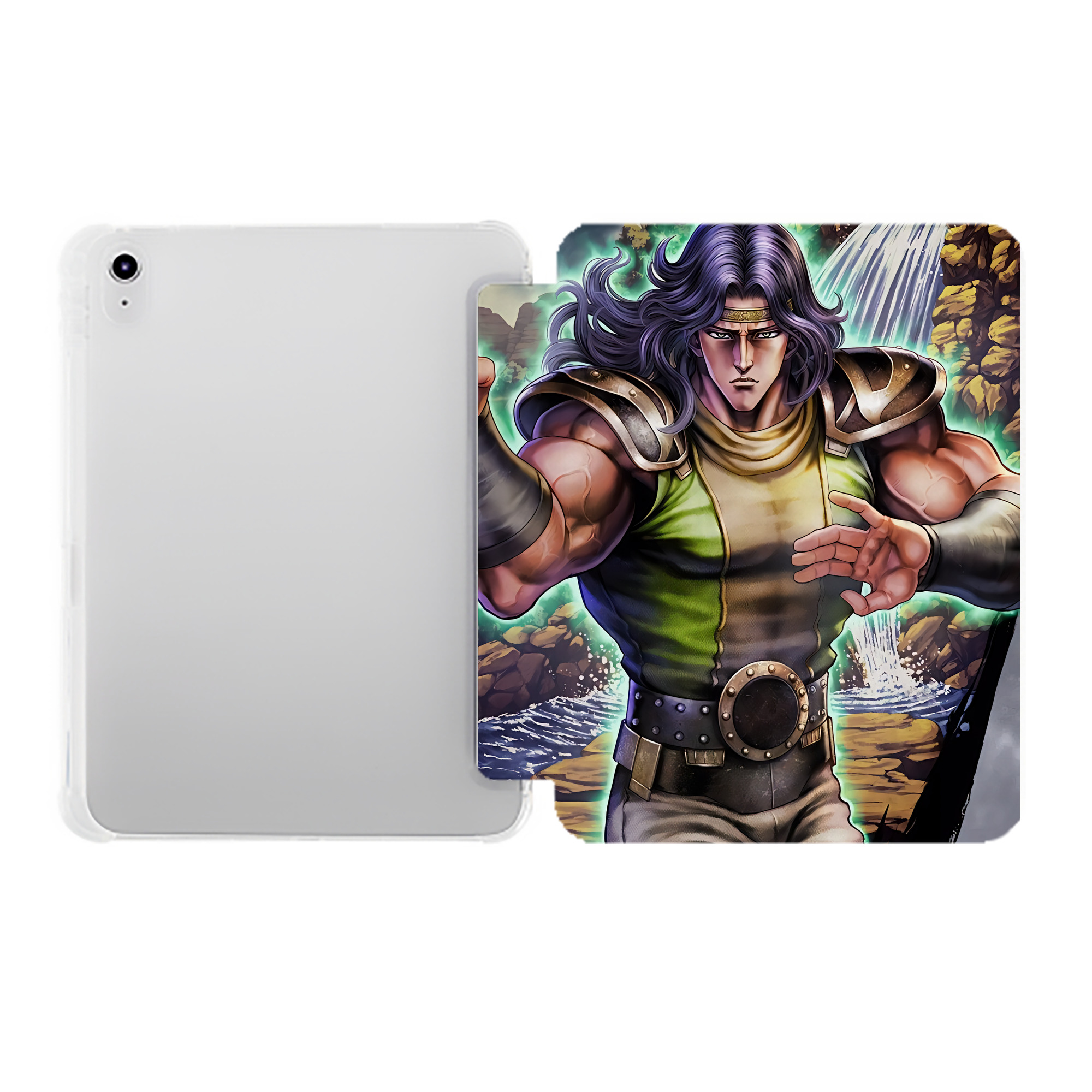 （画像用） 北斗の拳 Fist of the North Star IPad ケース ペン収納付き 三つ折りスタンド PUレザー×シリコン 対応機種9.5/10.5/10.9インチ